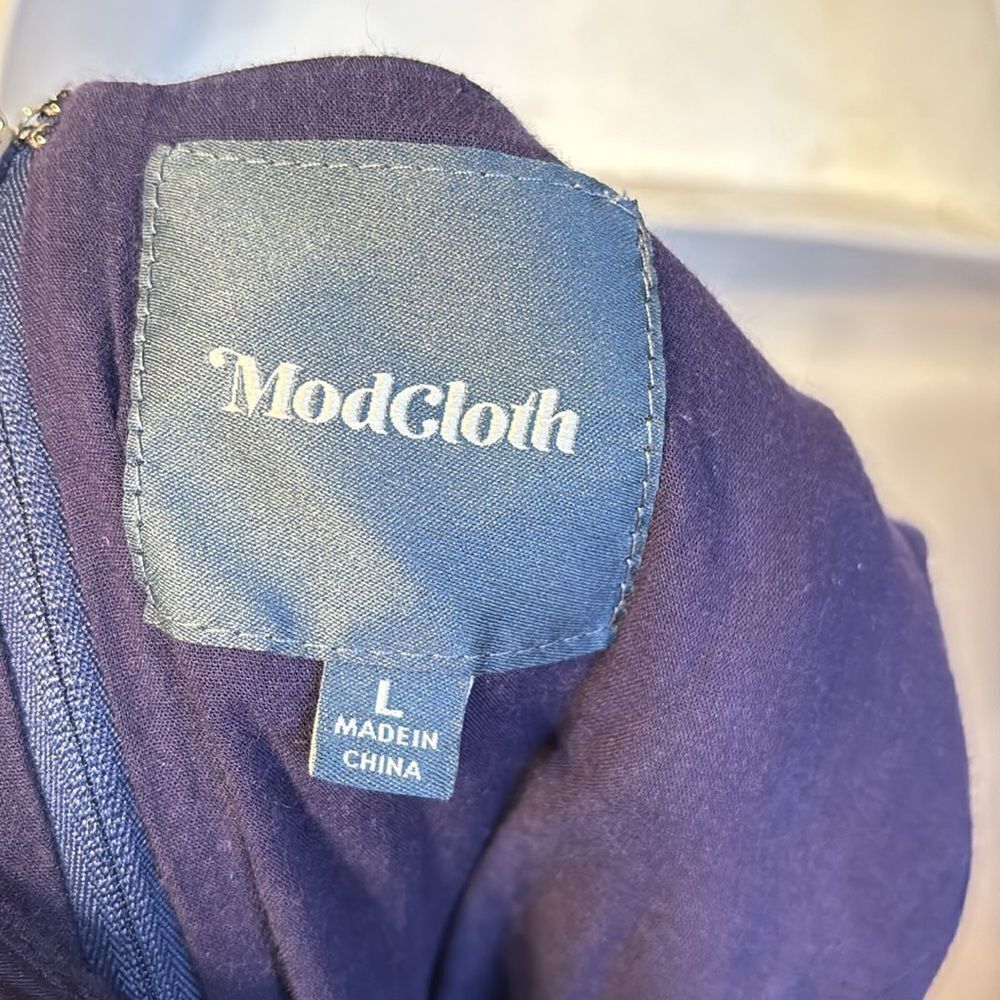 Modcloth Between the Lines Fit and Flare Dress Large - Picture 2 of 6
